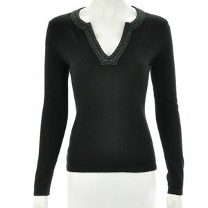 ARMAND DIRADOURIAN BLACK CASHMERE SWEATER SIZE P